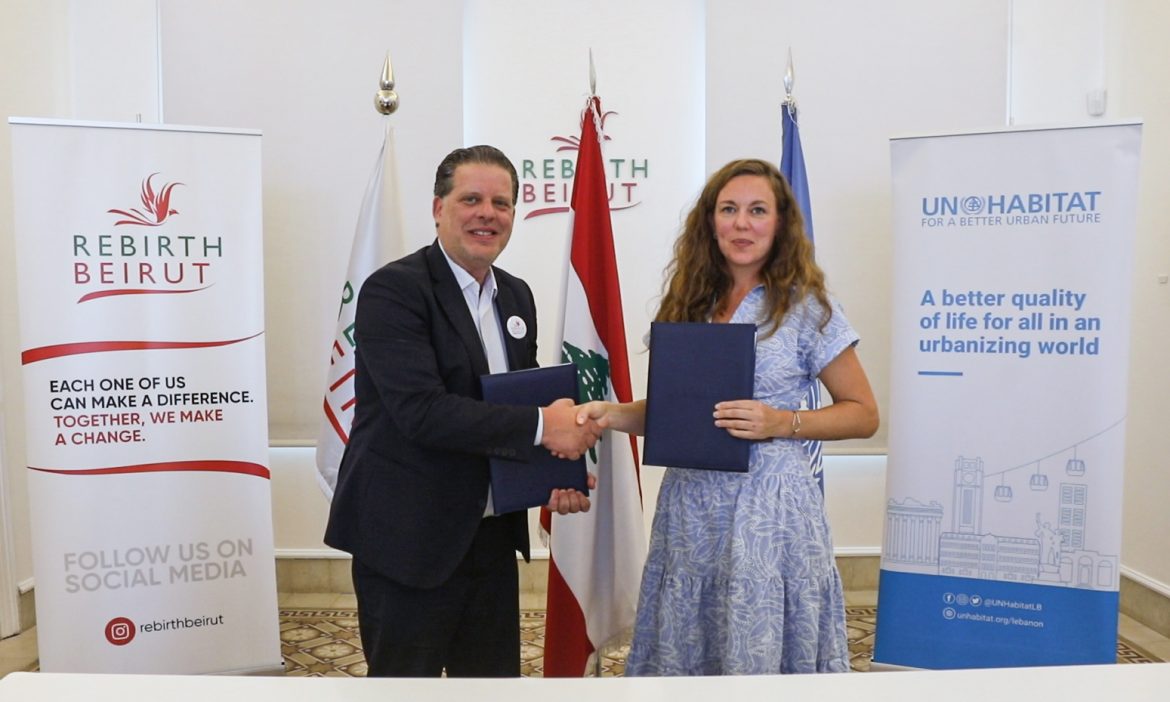 Taina Christiansen Head of UN-Habitat Lebanon and Gaby Fernaine, Founder and President of Rebirth Beirut at MoU Signing Ceremony